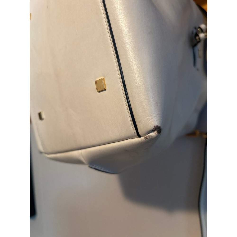 Vintage White Leather Bucket Bag H By Halston - Picture 3 of 8